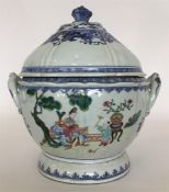 A large Chinese porcelain Famille Rose two-handled