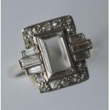 A large 18 carat white gold Art Deco plaque ring w