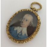 An 18th Century oval gold miniature of a gentleman