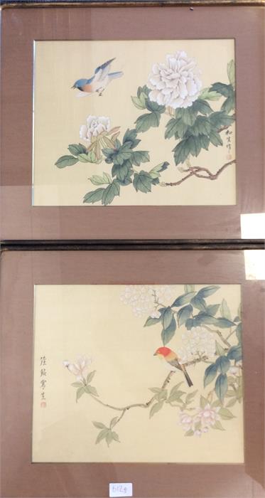 A pair of framed and glazed Chinese pictures of bi