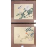 A pair of framed and glazed Chinese pictures of bi