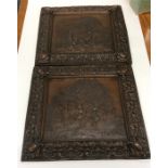 A good pair of cast iron embossed plaques depictin