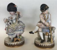 A pair of Meissen porcelain figures modelled as a