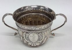 A heavy silver Georgian-style porringer of half fl