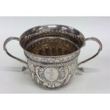 A heavy silver Georgian-style porringer of half fl