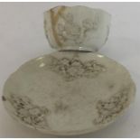 An 18th Century Bow tea bowl and saucer moulded wi