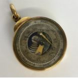 A rare gold pocket travelling barometer with loop