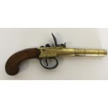 A brass box lock pistol by T. Archer. Est. £100 -