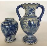 An 18th Century Delft blue and white small oviform