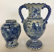 An 18th Century Delft blue and white small oviform