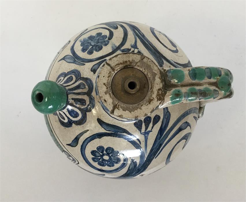 A Continental Maiolica oviform vinegar jar painted - Image 2 of 3