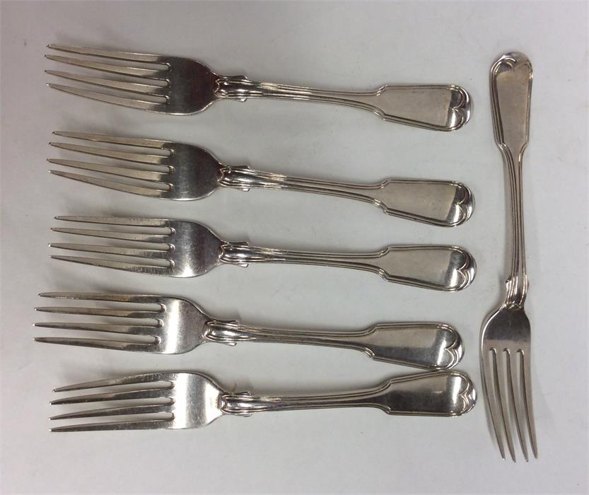 A set of six fiddle and thread pattern silver dess