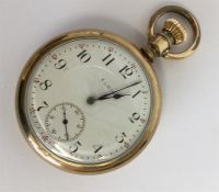 A gent's gold plated Elgin pocket watch with white