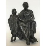 A large late Victorian bronze of two seated figures