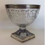 A Victorian silver mounted and glass sweet dish wi