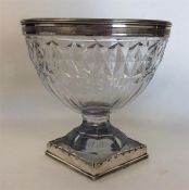 A Victorian silver mounted and glass sweet dish wi