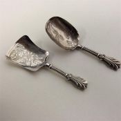 A Georgian bright cut caddy spoon decorated with f