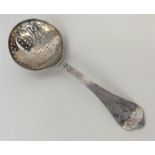 A Russian preserve spoon with silver gilt bowl and