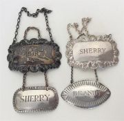 A group of four Edwardian silver wine labels for S