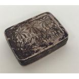 An Indian silver hinged top snuff box decorated wi