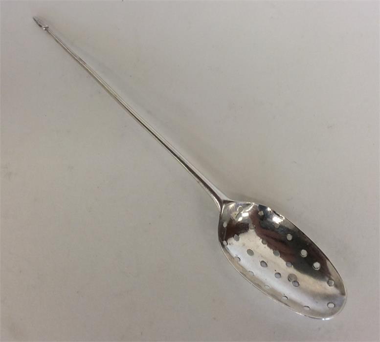 A George I rat tail mote spoon with pierced body a