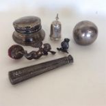 A small silver jewellery box together with a cheru