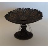 An Antique silver filigree sweet dish on pedestal