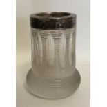 A small etched glass and silver mounted vase. Birm