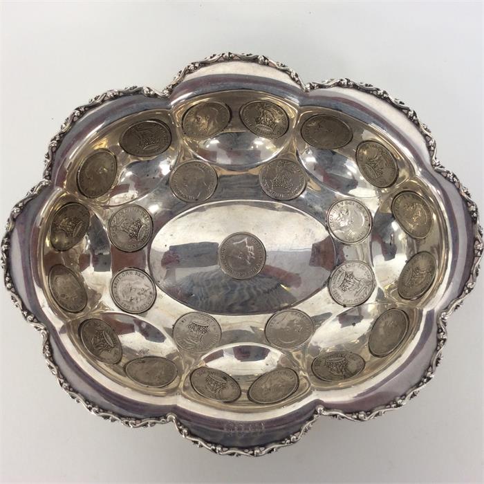 A heavy oval boat-shaped dish with scroll decorati - Image 2 of 2