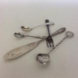 A group of silver cruet spoons etc. Various dates