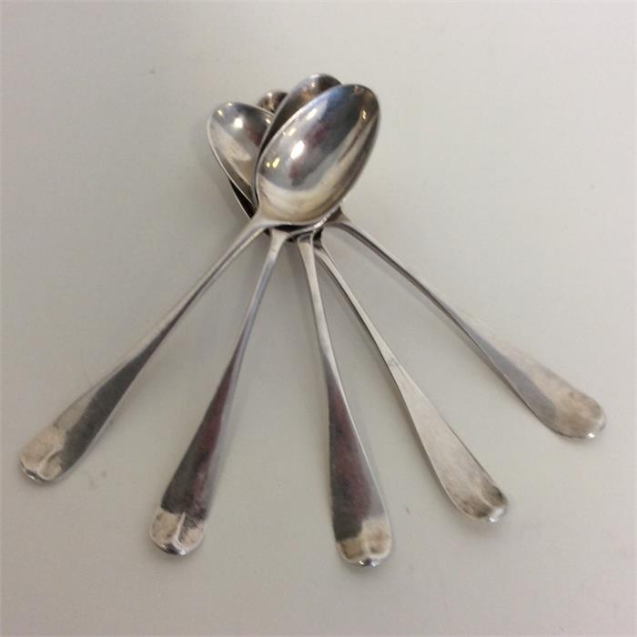 A rare set of five picture back teaspoons mounted - Image 3 of 3