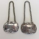 A pair of Georgian silver wine labels for Port and