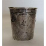 An Antique Continental silver beaker with ball dec
