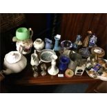 A lustre jug together with pottery items, noveltie