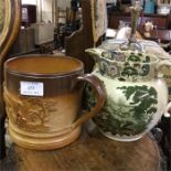 A Royal Doulton harvest jug together with a shavin