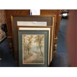 A collection of framed and glazed watercolours.