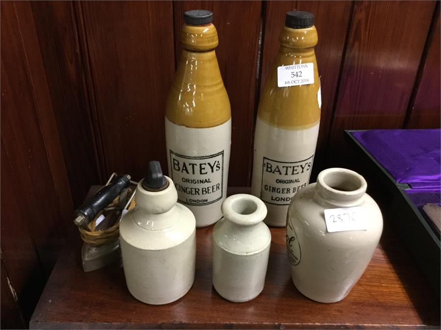 A selection of stoneware ginger beer bottles etc.