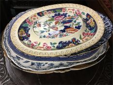 Five large Antique meat plates.