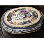 Five large Antique meat plates.