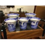 A group of five Spode blue and white planters.