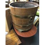 An old brass bound coal bucket.
