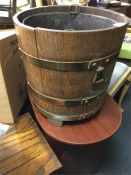 An old brass bound coal bucket.