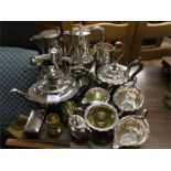 Good silver plated tea sets, jugs, mustard etc.