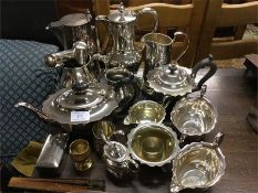 Good silver plated tea sets, jugs, mustard etc.