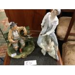 A large Lladro figure together with a Capodimonte