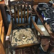 An oak barley twist carver chair.