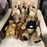 A collection of good collectors' teddy bears.