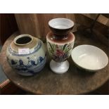 An Oriental ginger jar, lustre vase etc.