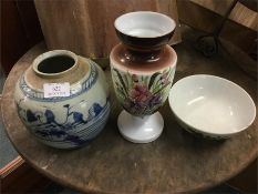 An Oriental ginger jar, lustre vase etc.