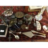 A pewter cruet, two-handled bleeding bowl etc.